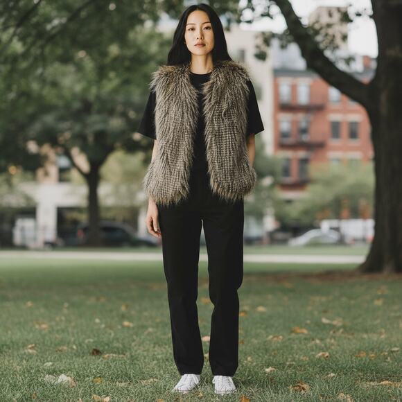 Bebe Faux Fur Vest Womens Medium Brown Ultra Soft Winter Grunge Outdoor Mobwife - Picture 2 of 6